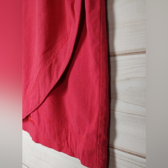 Vtg. Gene Ewing Bis California sun washed red Denim skirt med wrap style Pockets - Picture 3 of 11